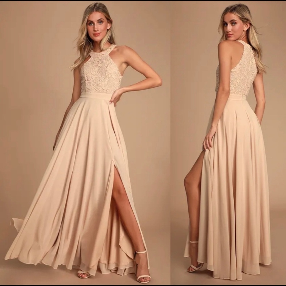 New floor length blush/pink dress
